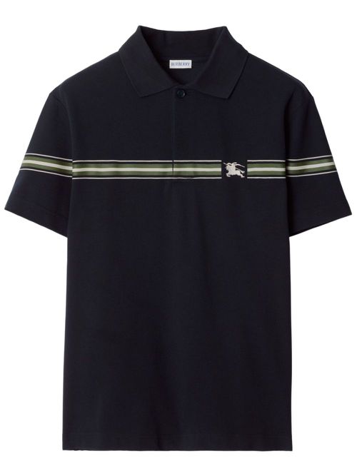 Striped cotton polo shirt - Black