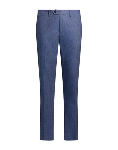 Man Pants Blue Size 38 Cotton, Linen, Elastane