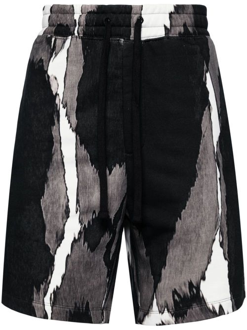 Abstract-print cotton track pants - Black