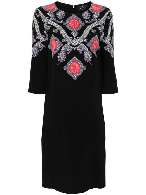 Paisley-print cady midi dress - Black