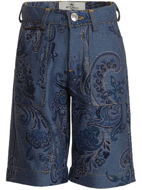 Patterned-jacquard bermuda shorts - Blue