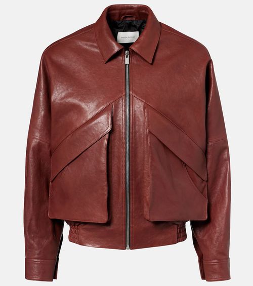 Leather bomber jacket