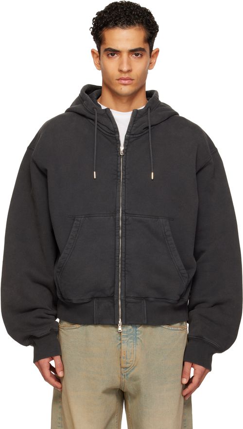 Black Oversized Zip-Up Hoodie