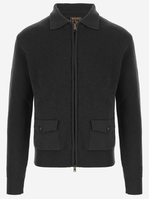 Full-Zip Wool Sweater — Black
