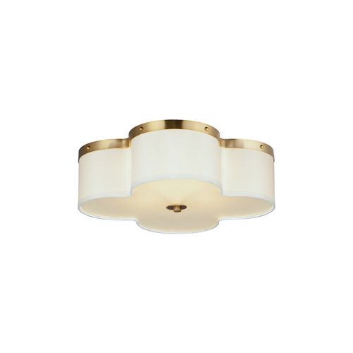 Satin Brass Four Light Flush Mount from the Clover Collection