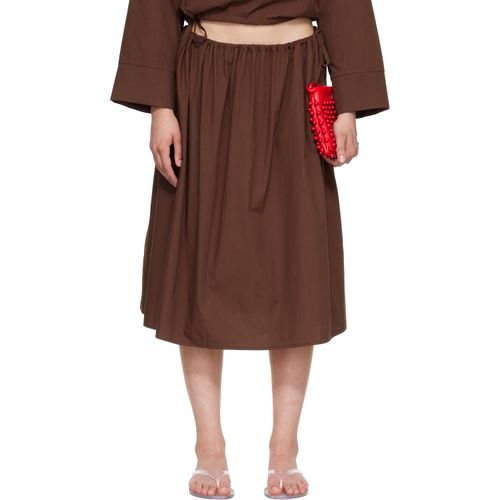 Brown Tie Midi Skirt