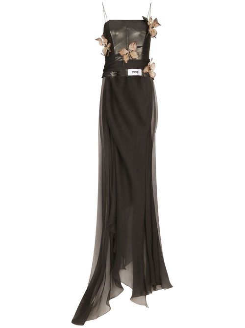 KIM DOLCE&GABBANA appliqué detail contrasting-panel dress - Grey