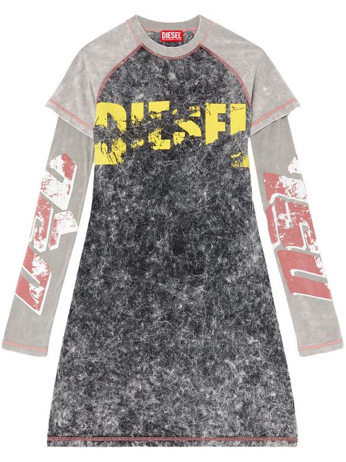 diesel layered mini dress Women's Layered short dress with floral X-ray effect | Multicolor