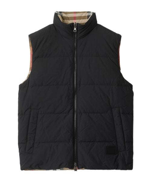 Reversible Check Nylon Puffer Gilet