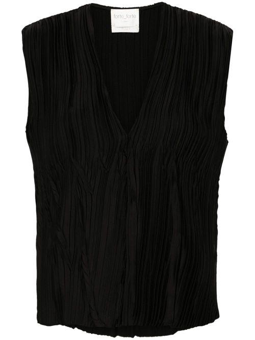 Sleeveless pleated blouse - Black