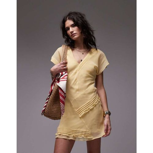 Topshop Womens pintucked insert mini tea dress in buttermilk - Yellow