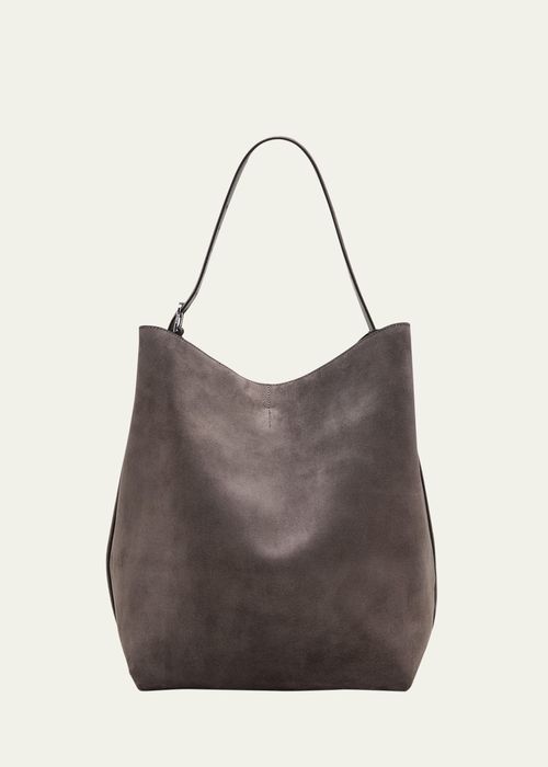 Belted Tote Bag in Suede