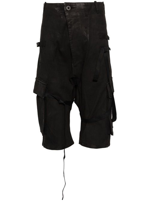 Stonewashed cargo track shorts - Black