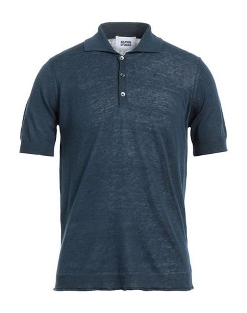 Man Polo shirt Midnight blue Size 36 Linen, Cotton