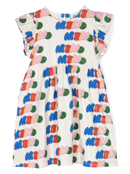Abstract-print cotton dress - Neutrals