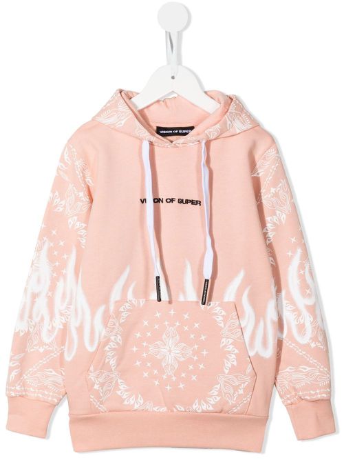 Spray Flames bandana-print hoodie - Pink