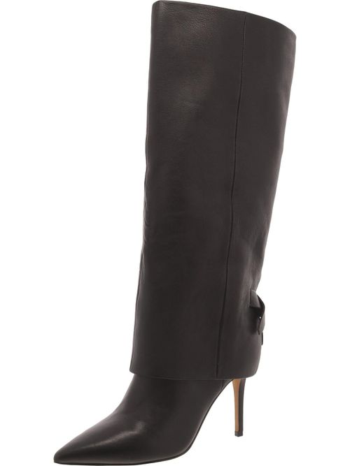 KAMMITIE Womens Leather Pointed toe Over-The-Knee Boots
