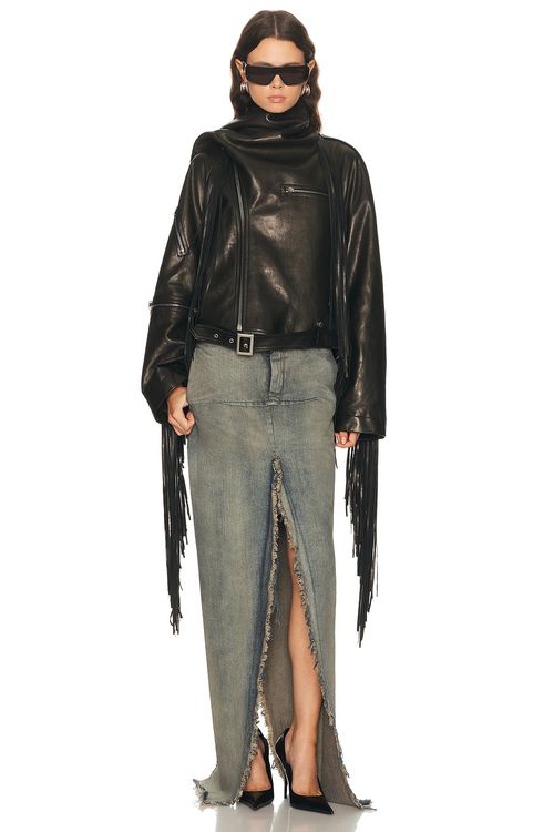 Rick Owens Cropped Scarf Flight Jacket in Black