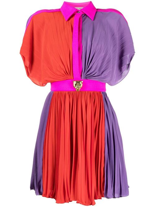 Colour-block pleated dress - 09000