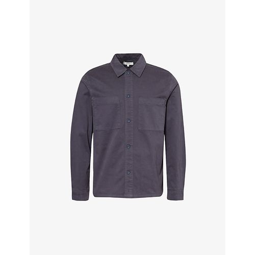 Mens Navy Garment Dyed Stretch-cotton Overshirt 