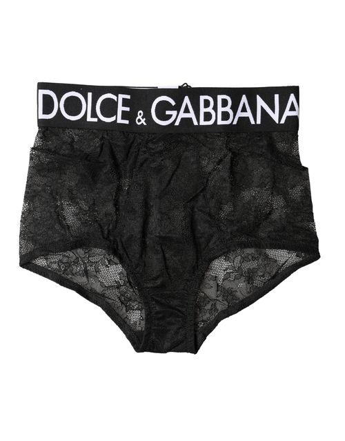 Logo Waistband Lace Bodysuit — Black