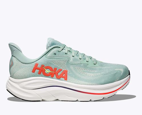 HOKA Men's Clifton 10 Shoes in Sage/Neon Flame