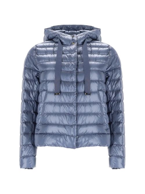 Quilted Hooded Down Jacket — Blue