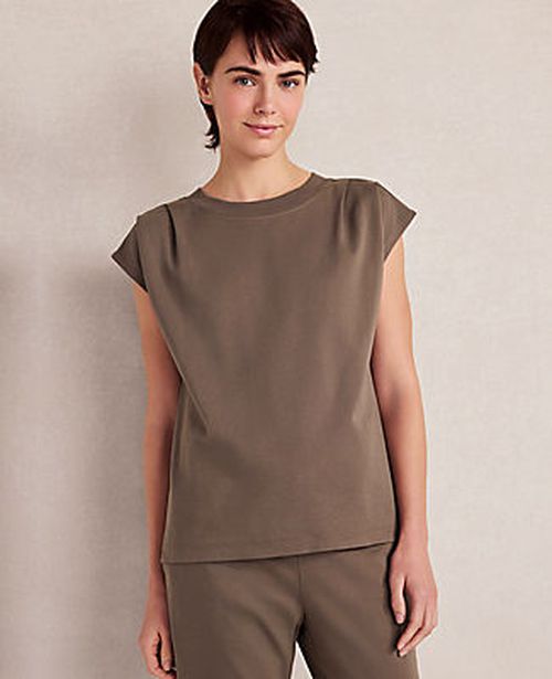 Ann Taylor Haven Well Within Organic Cotton Interlock Pleated Tee
