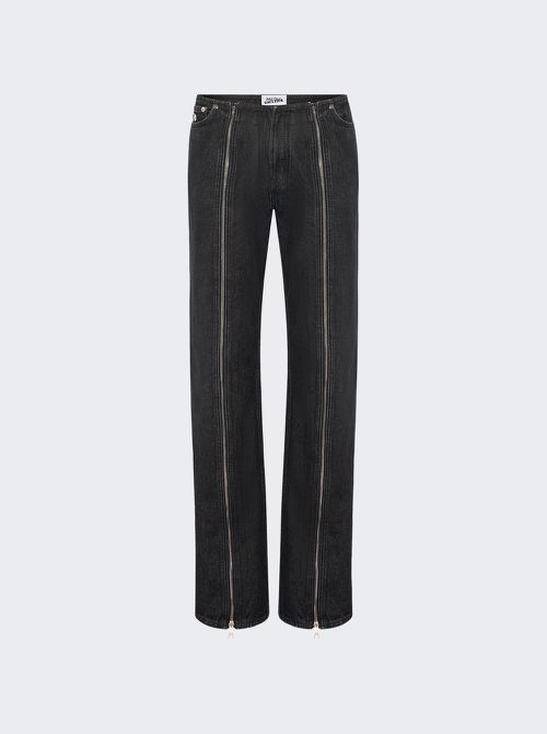 Front Zipped Denim Trouser Vintage Black