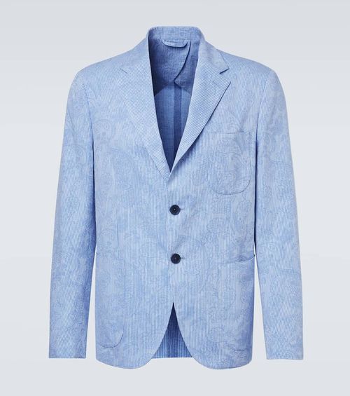 Woven cotton jersey blazer