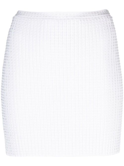 Crystal-embellished high-waist skirt - White