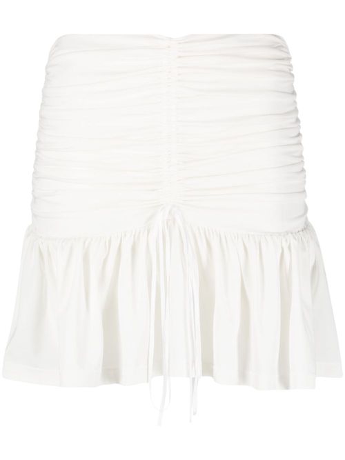 High-waisted gathered-detail skirt - White