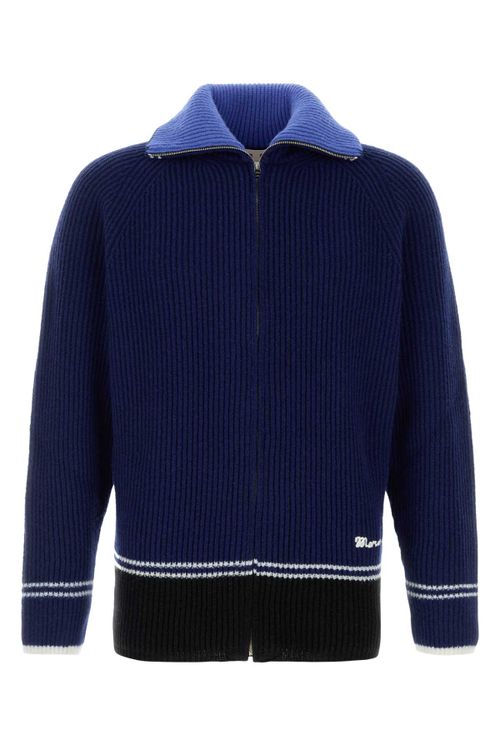 Blue Wool Blend Cardigan