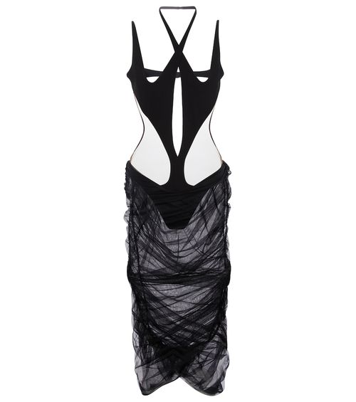 Cutout stretch-jersey midi dress