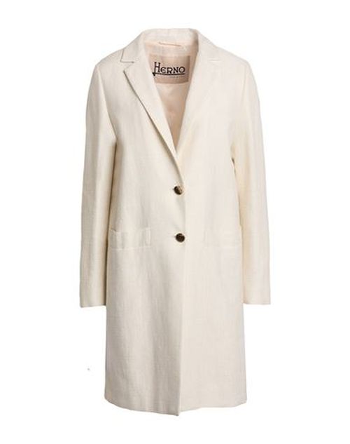 Woman Overcoat & Trench Coat Cream Size 12 Linen, Silk, Polyester