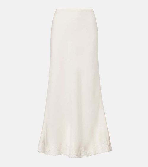 Crystal lace-trimmed cotton maxi skirt