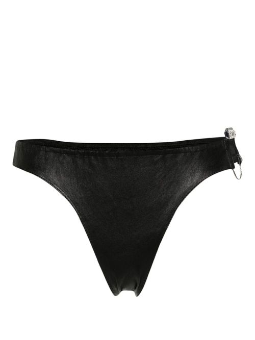 Logo-plaque leather briefs - Black