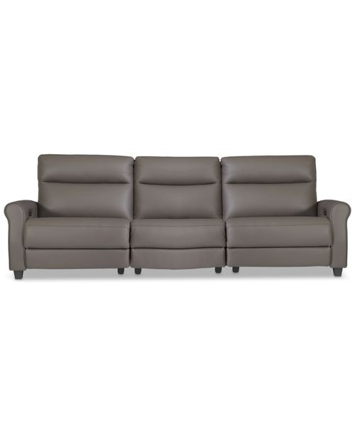 Thandler 3-Pc. Leather Sofa with 2 Power Recliners and 1 Drop Down Table, Exclusively at Grey