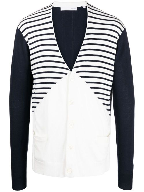 The Albert stripe-detail cardigan - Blue