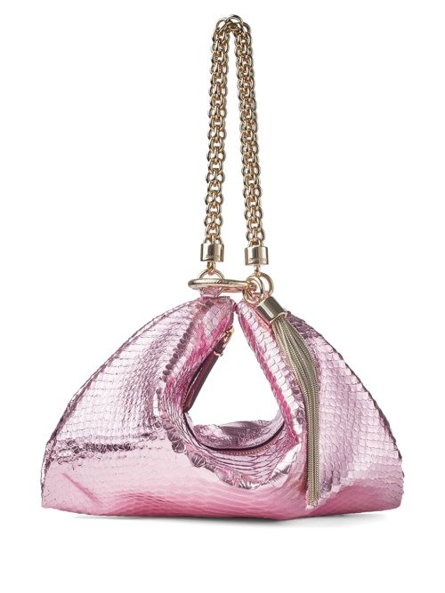 Callie snakeskin-print clutch bag - Pink