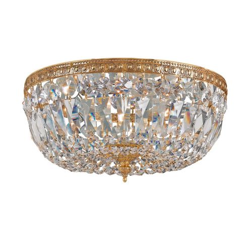 3-Light 12" Ceiling Light in Olde Brass with Clear Italian Crysta