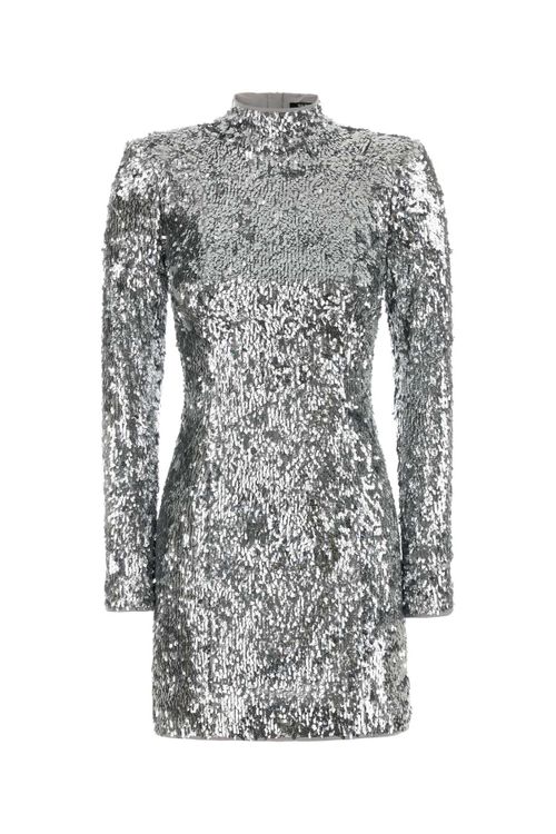 Buttons Mini Dress — Silver
