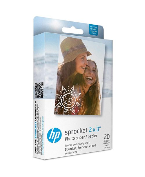 Sprocket 2x3&#x201D; Premium Zink Sticky Back Photo Paper - 20 Sheets - White