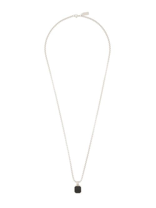 Square onyx pendant chain necklace - Silver