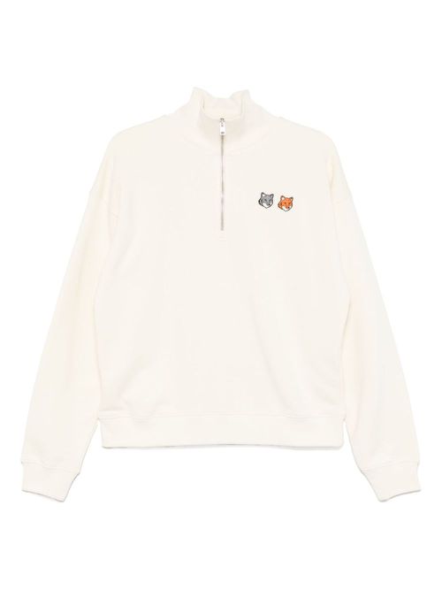Cotton zip-up sweatshirt - Neutrals
