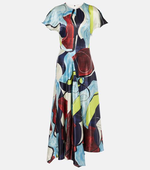 Adriana printed satin midi dress