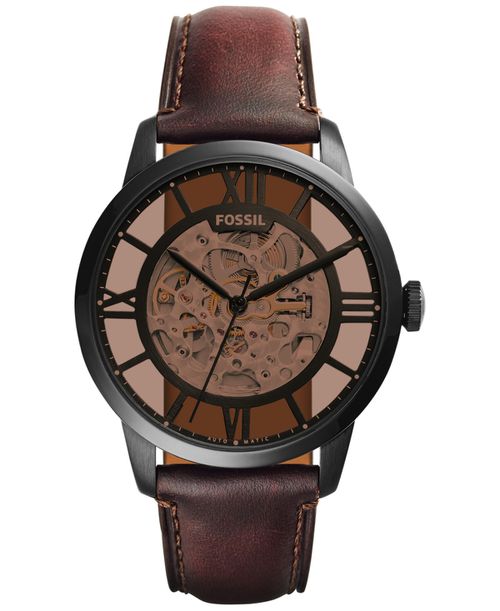 Men's Automatic Townsman Dark Brown Leather Strap Watch 44mm ME3098 - Brown