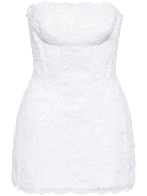 Strapless lace minidress - White