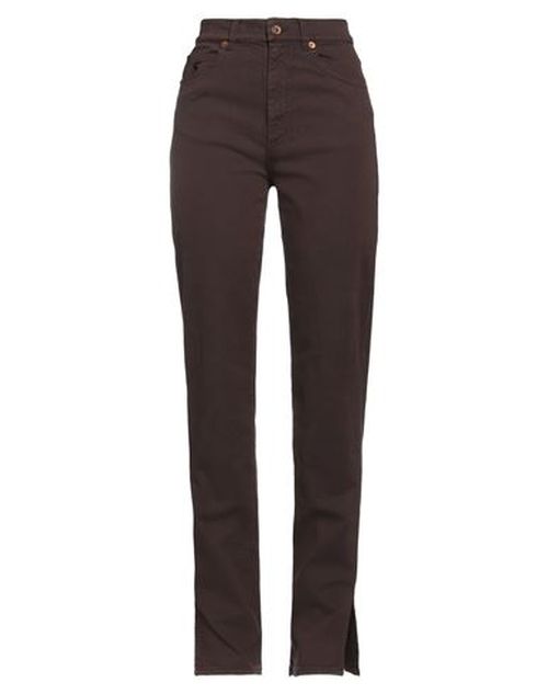 Woman Jeans Dark brown Size 27 Cotton, Polyester, Elastane