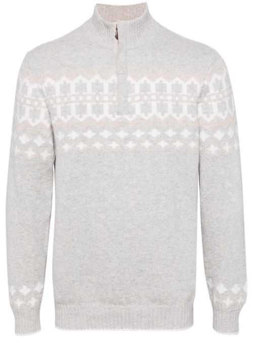 Jacquard cashmere jumper - Grey